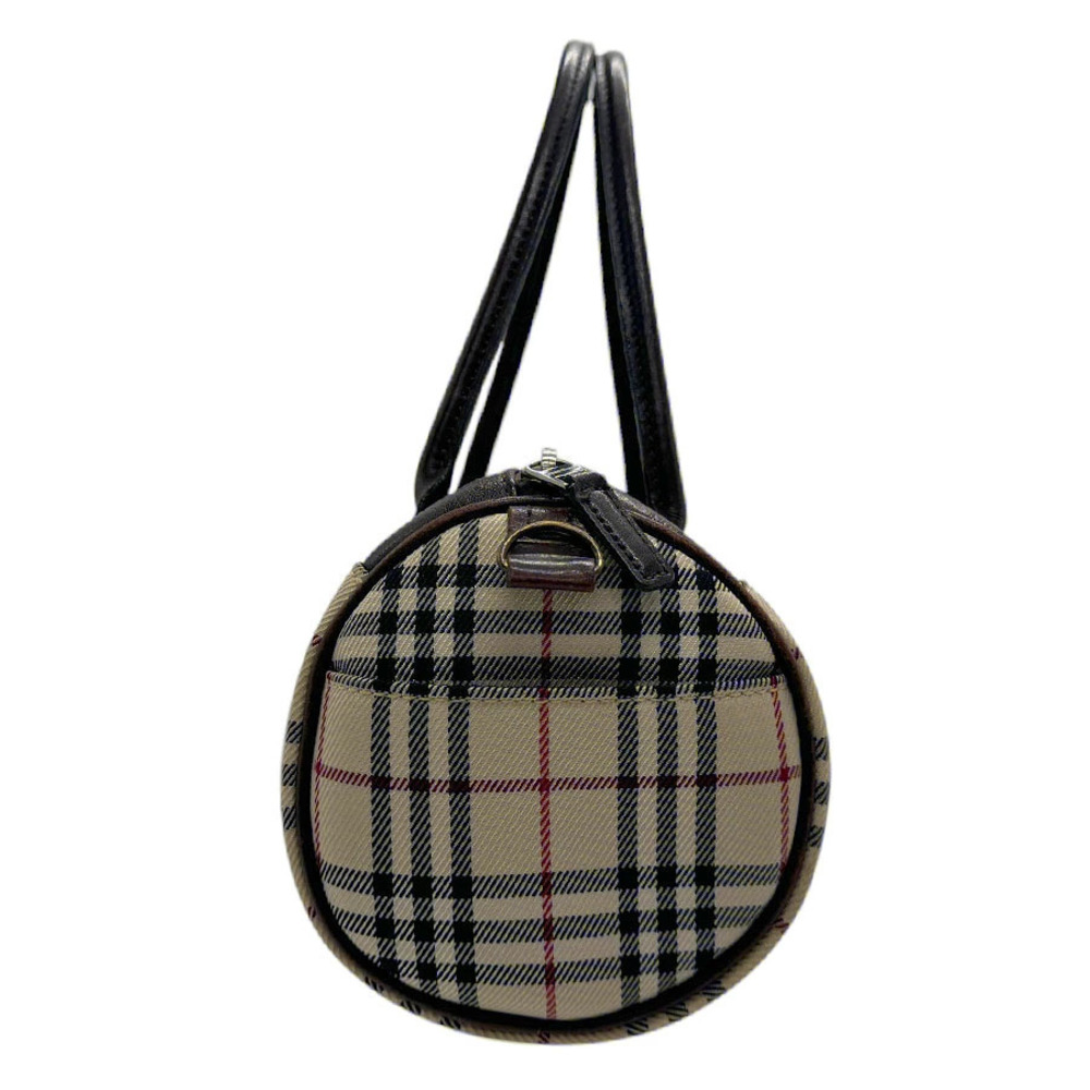 Burberry brown beige leather canvas Nova Check handbag silver Tan Silver